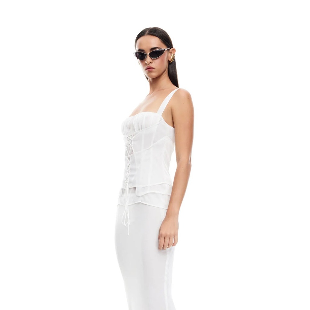 Lioness White Lace-Up Bustier Top